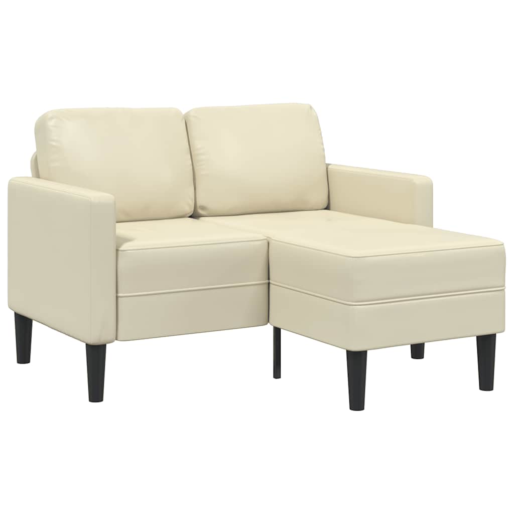 krémszínű műbőr 2 üléses kanapé L-alakú kanapéval 125 cm