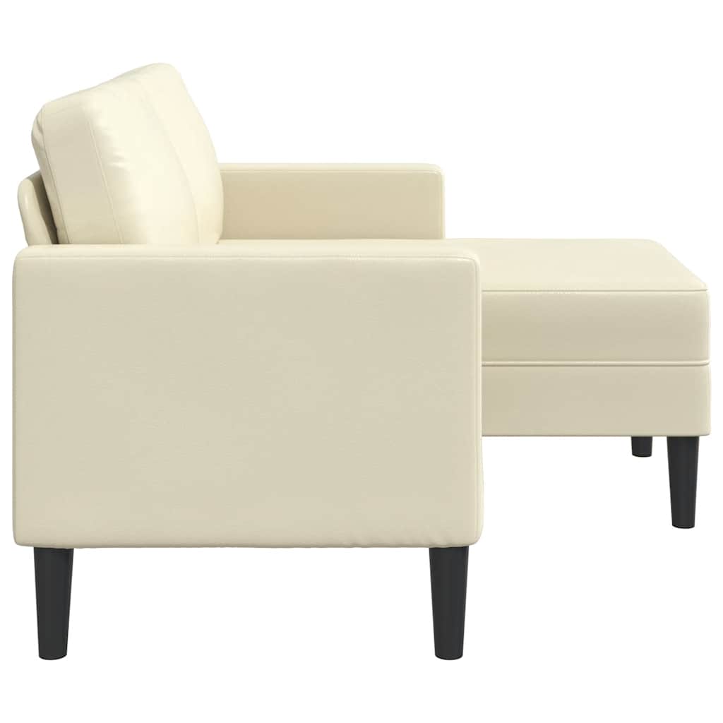 krémszínű műbőr 2 üléses kanapé L-alakú kanapéval 125 cm