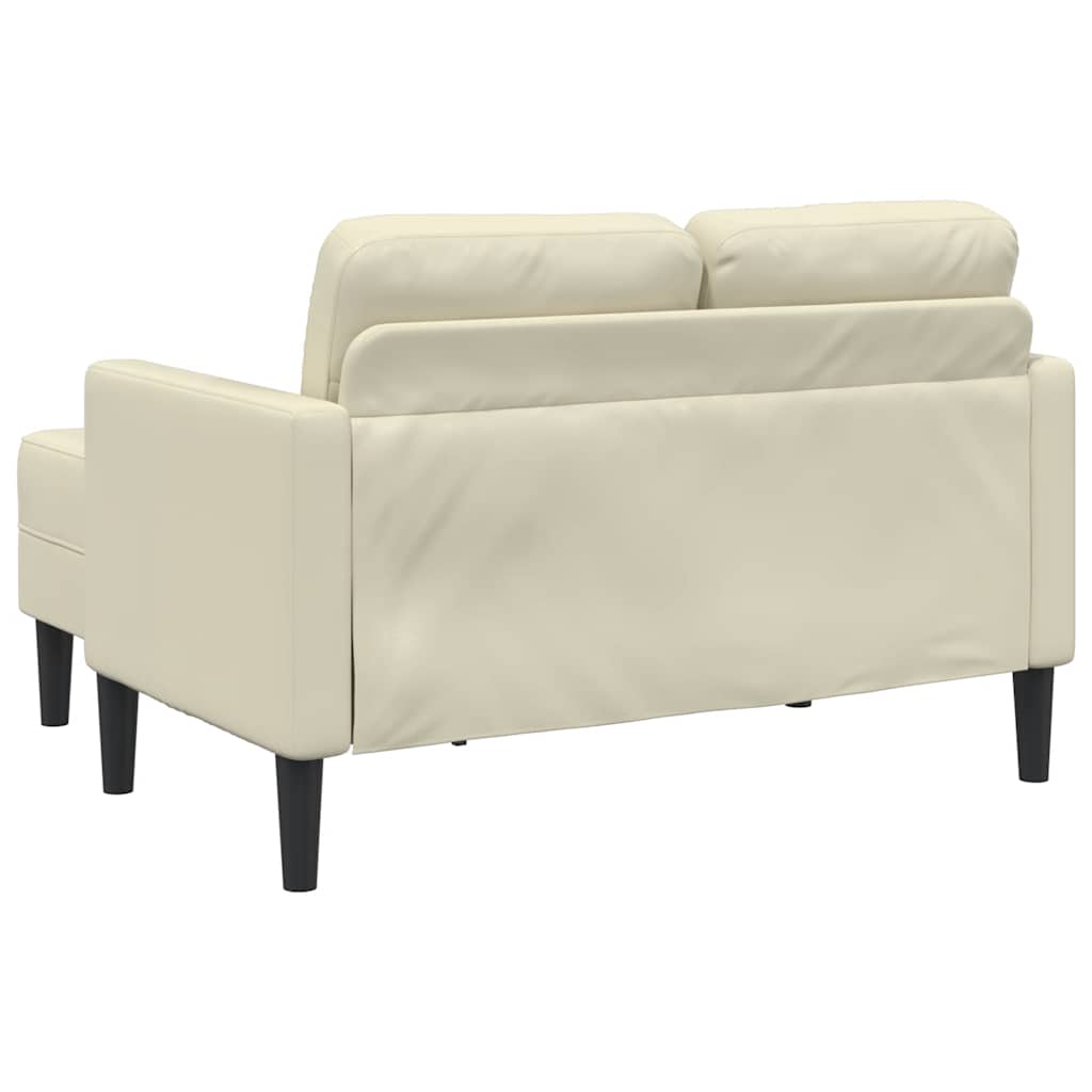 krémszínű műbőr 2 üléses kanapé L-alakú kanapéval 125 cm
