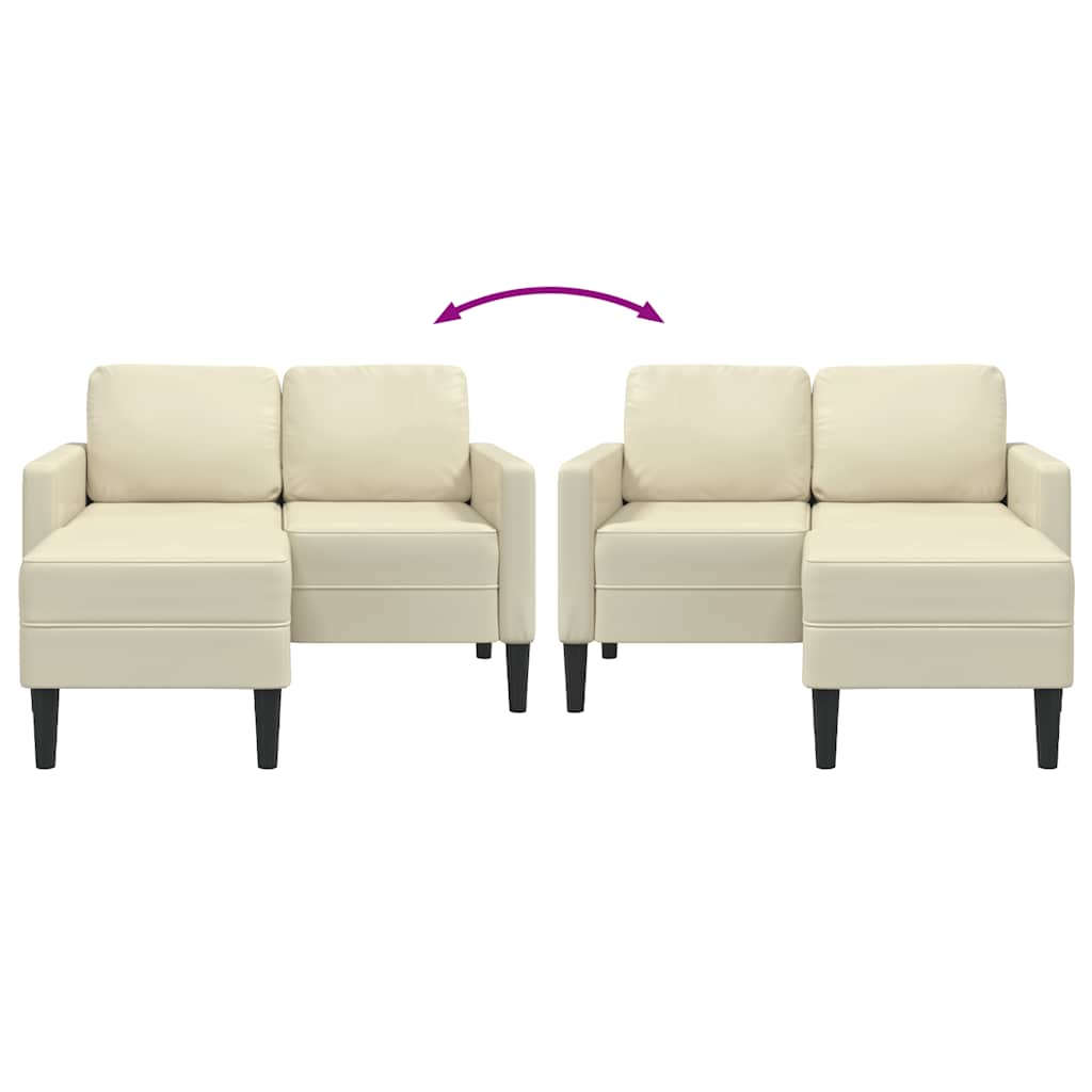 krémszínű műbőr 2 üléses kanapé L-alakú kanapéval 125 cm