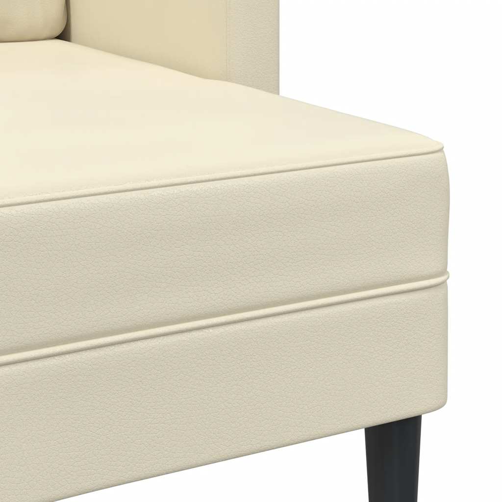 krémszínű műbőr 2 üléses kanapé L-alakú kanapéval 125 cm