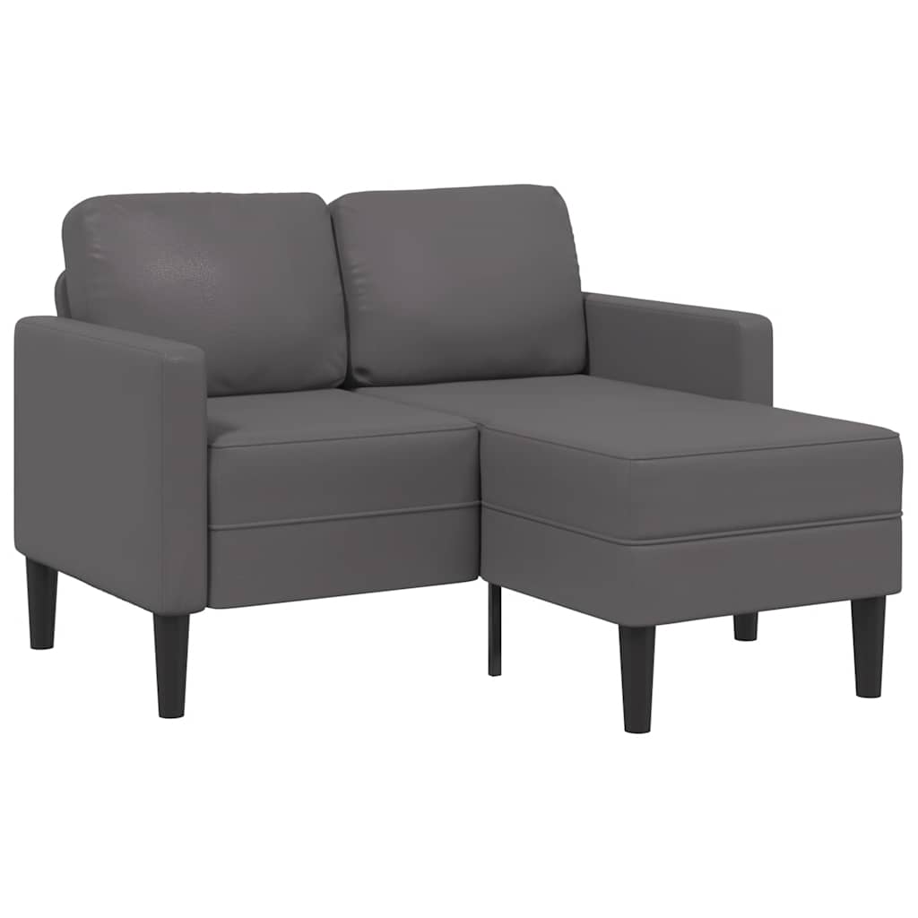 szürke műbőr 2 üléses kanapé L-alakú kanapéval 125 cm