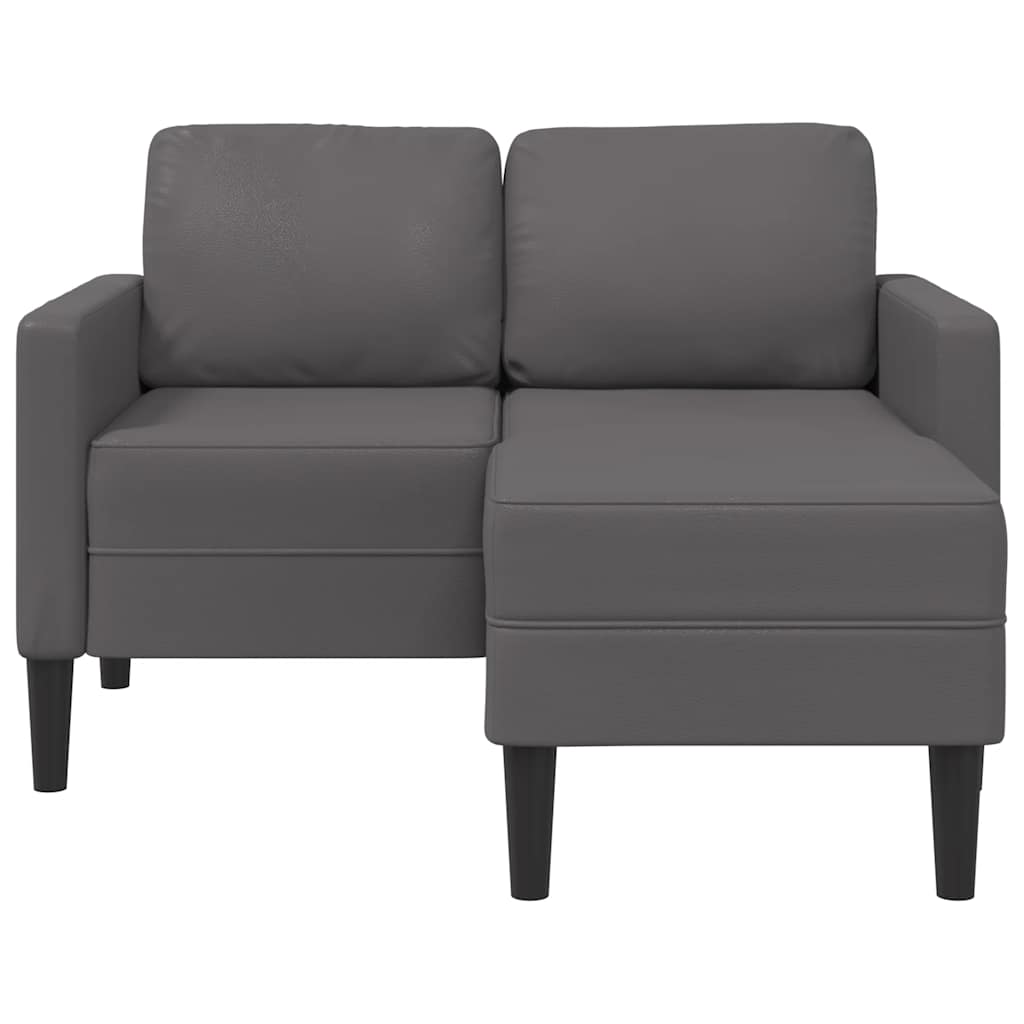 szürke műbőr 2 üléses kanapé L-alakú kanapéval 125 cm