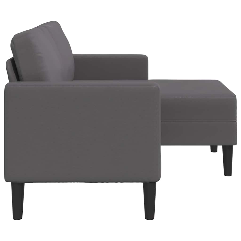 szürke műbőr 2 üléses kanapé L-alakú kanapéval 125 cm