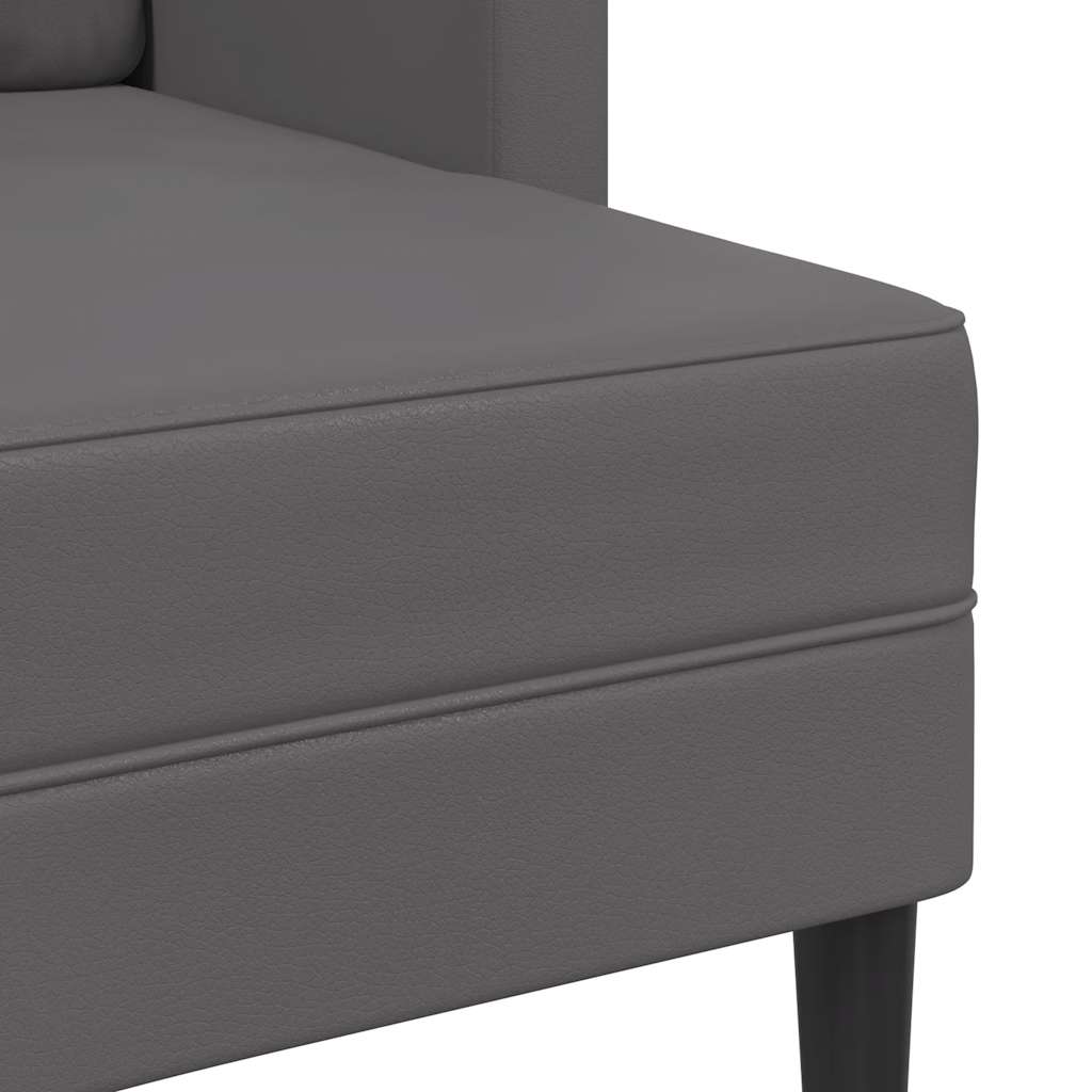 szürke műbőr 2 üléses kanapé L-alakú kanapéval 125 cm