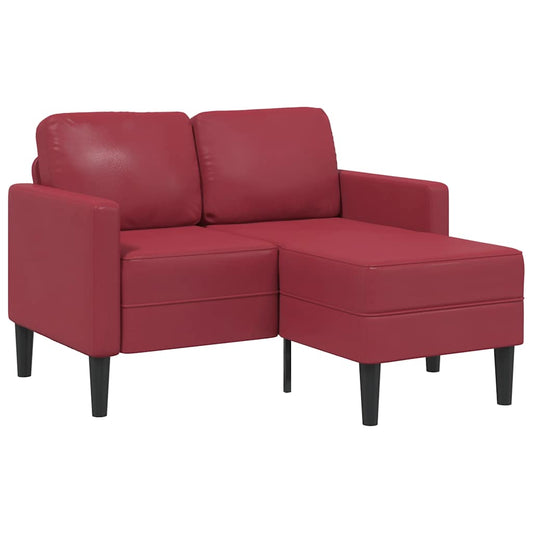borvörös műbőr 2 üléses kanapé L-alakú kanapéval 125 cm
