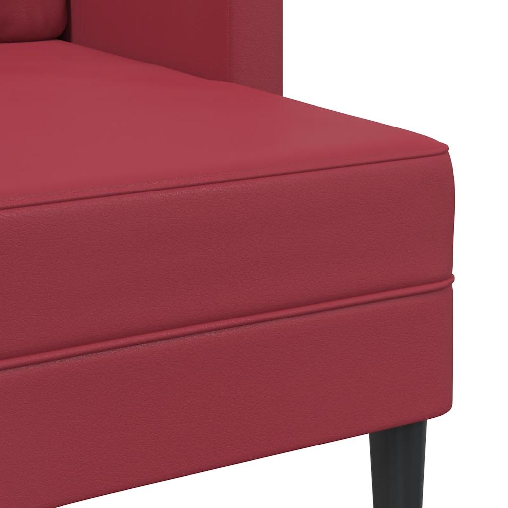 borvörös műbőr 2 üléses kanapé L-alakú kanapéval 125 cm