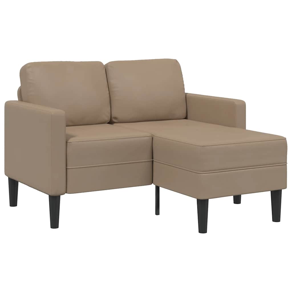 cappuccino műbőr 2 üléses kanapé L-alakú kanapéval 125 cm