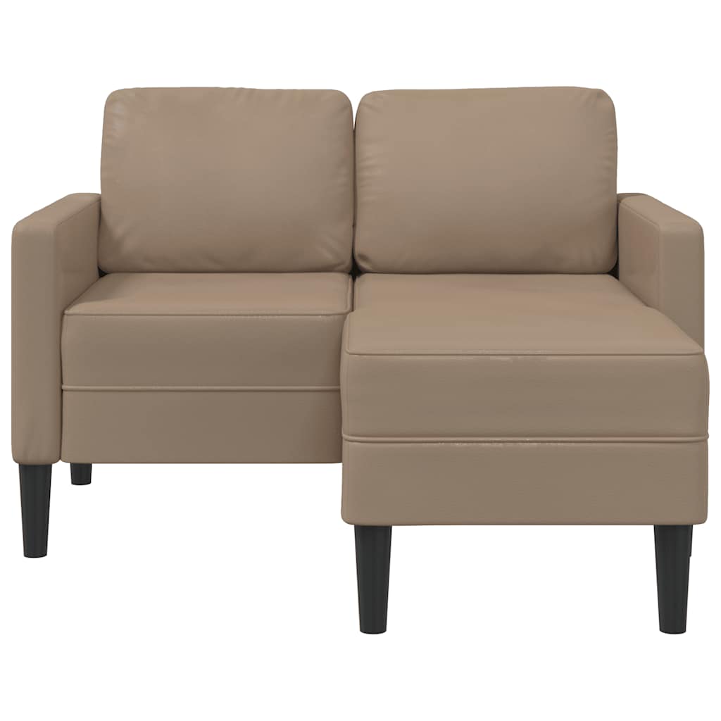 cappuccino műbőr 2 üléses kanapé L-alakú kanapéval 125 cm