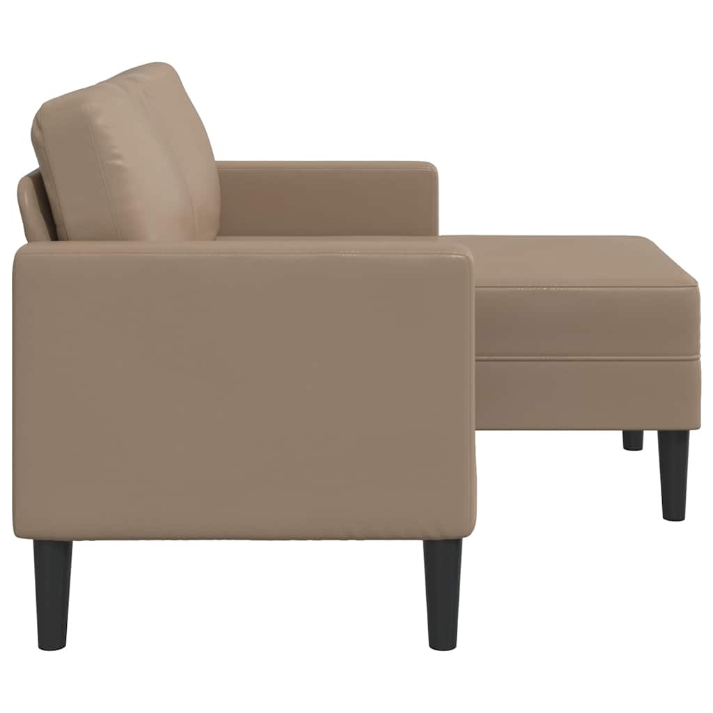 cappuccino műbőr 2 üléses kanapé L-alakú kanapéval 125 cm