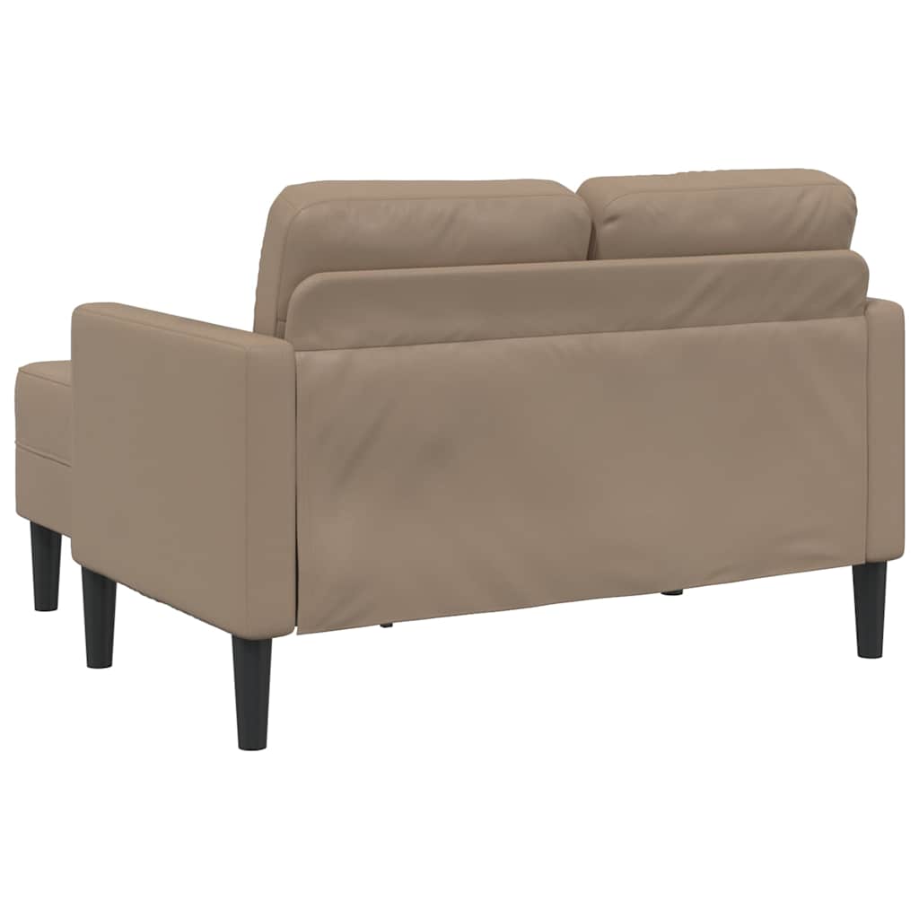 cappuccino műbőr 2 üléses kanapé L-alakú kanapéval 125 cm