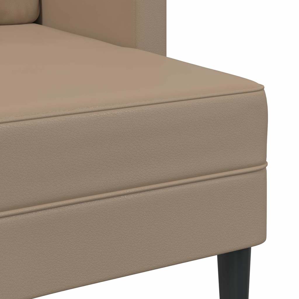 cappuccino műbőr 2 üléses kanapé L-alakú kanapéval 125 cm