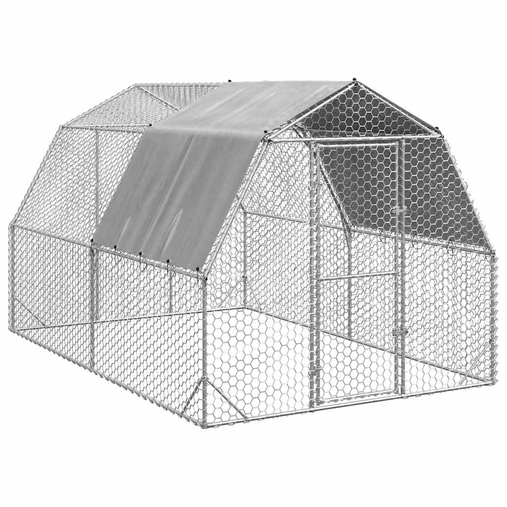 Csirkekifutó tetővel 2,5x4x2,25 m horganyzott acél