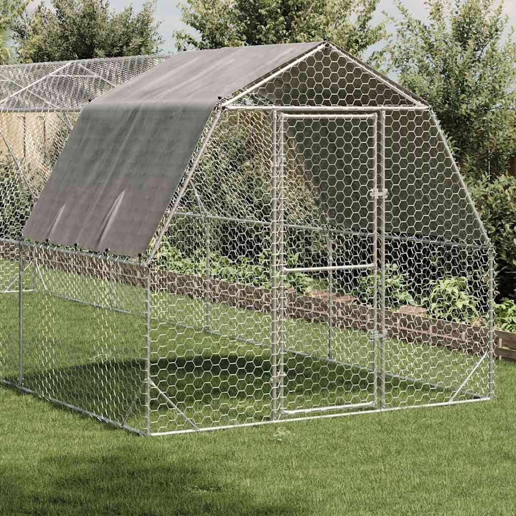 Csirkekifutó tetővel 2,5x8x2,25 m horganyzott acél