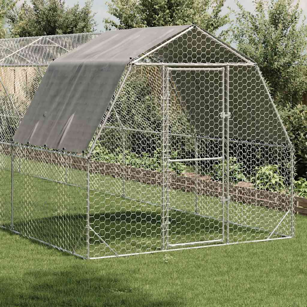 Csirkekifutó tetővel 2,5x10x2,25 m horganyzott acél