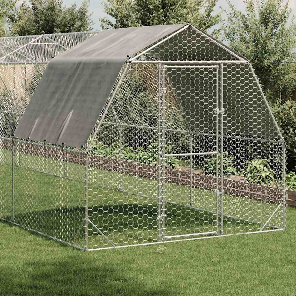 Csirkekifutó tetővel 2,5x12x2,25 m horganyzott acél
