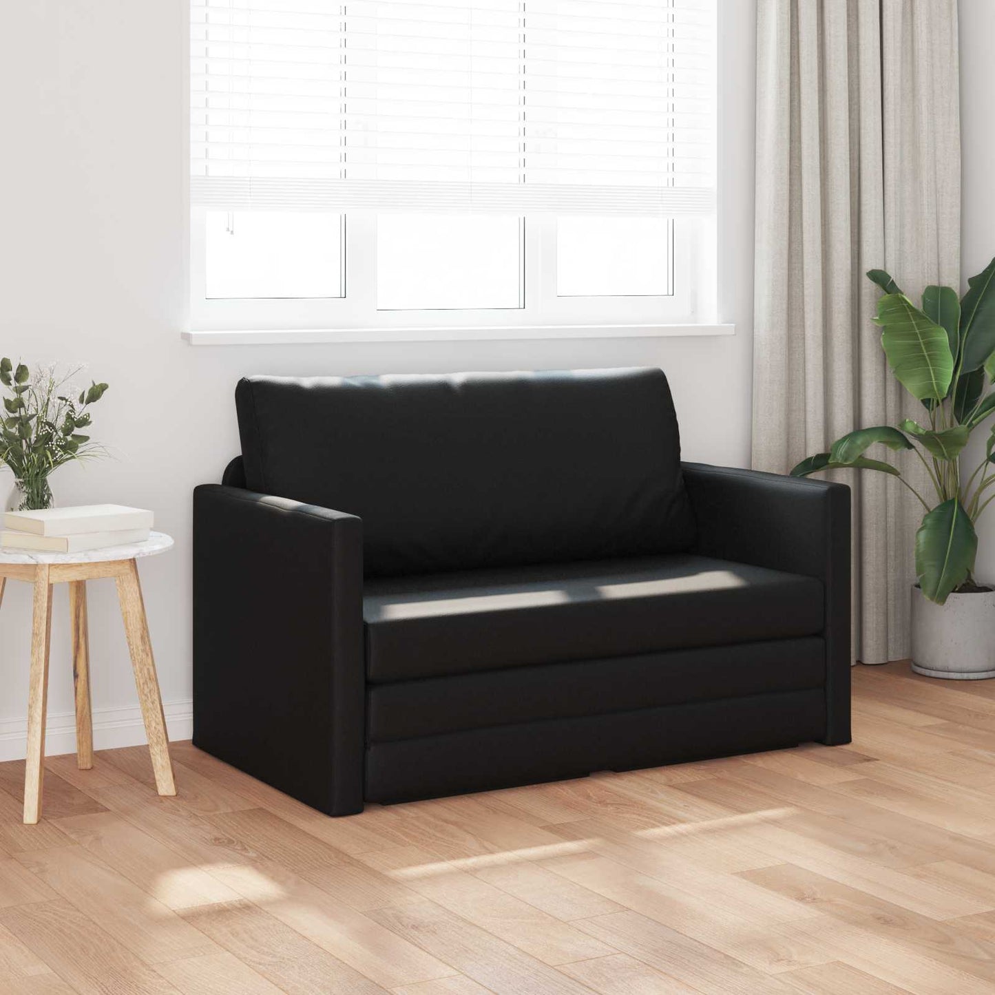 Kanapéágy Fekete 124 x 71 x 78 cm Mübőr