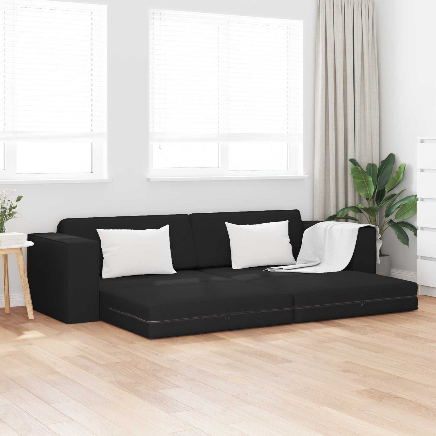 Kanapéágy Fekete 245 x 78 x 77 cm szövet