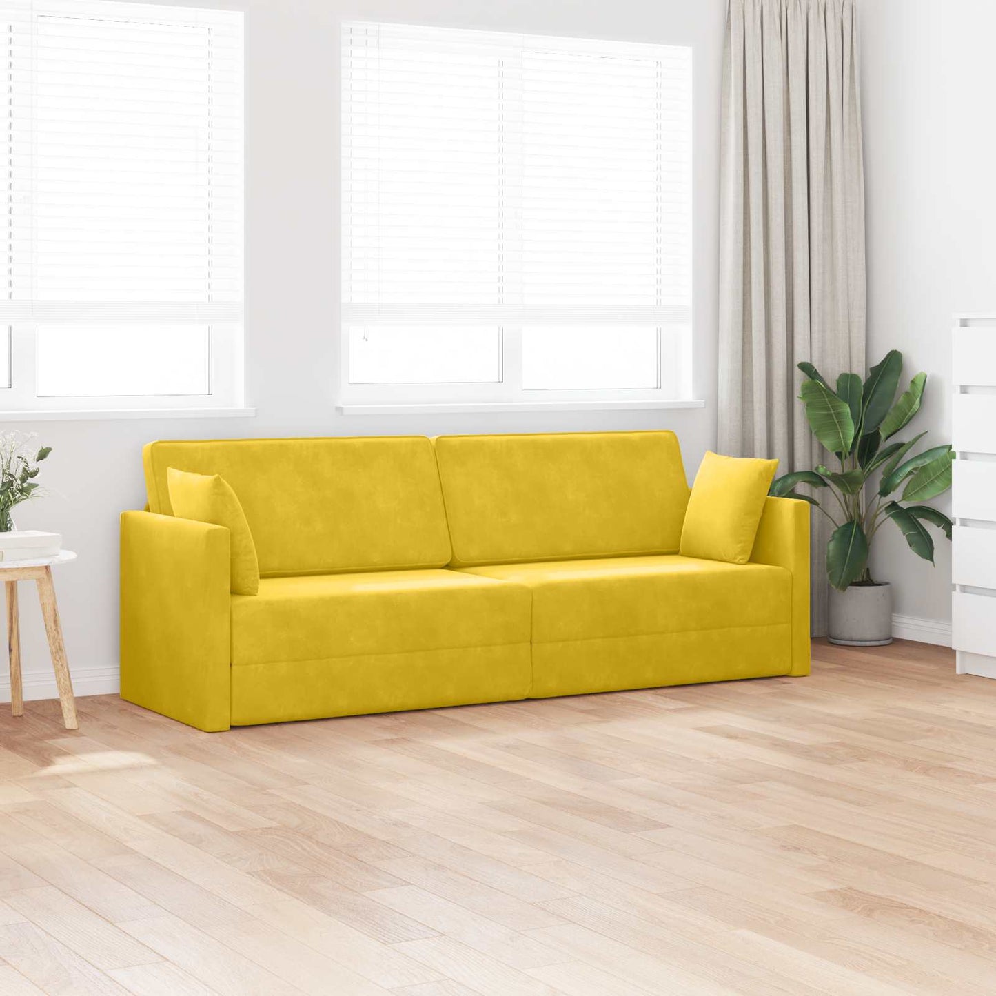 Padlókanapé-ágy Sárga 213 x 70 x 77 cm Bársony