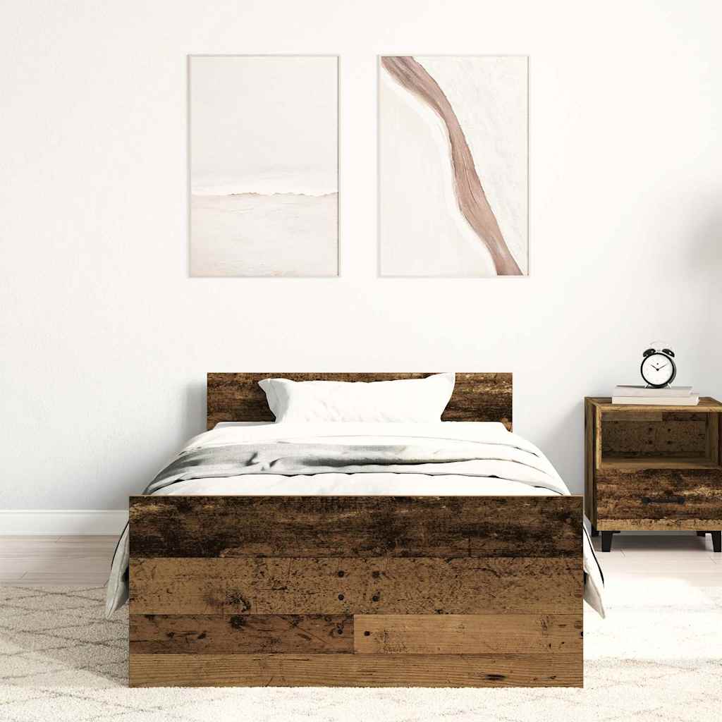 antik fa szerelt fa ágykeret matrac nélkül 90x200 cm