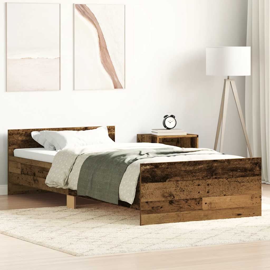 antik fa szerelt fa ágykeret matrac nélkül 90x200 cm