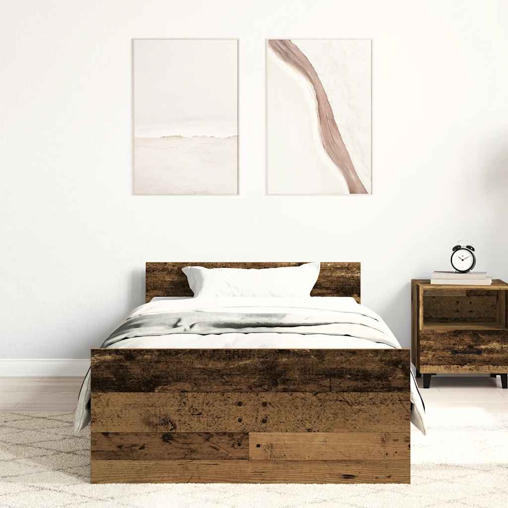 antik fa szerelt fa ágykeret matrac nélkül 100x200 cm
