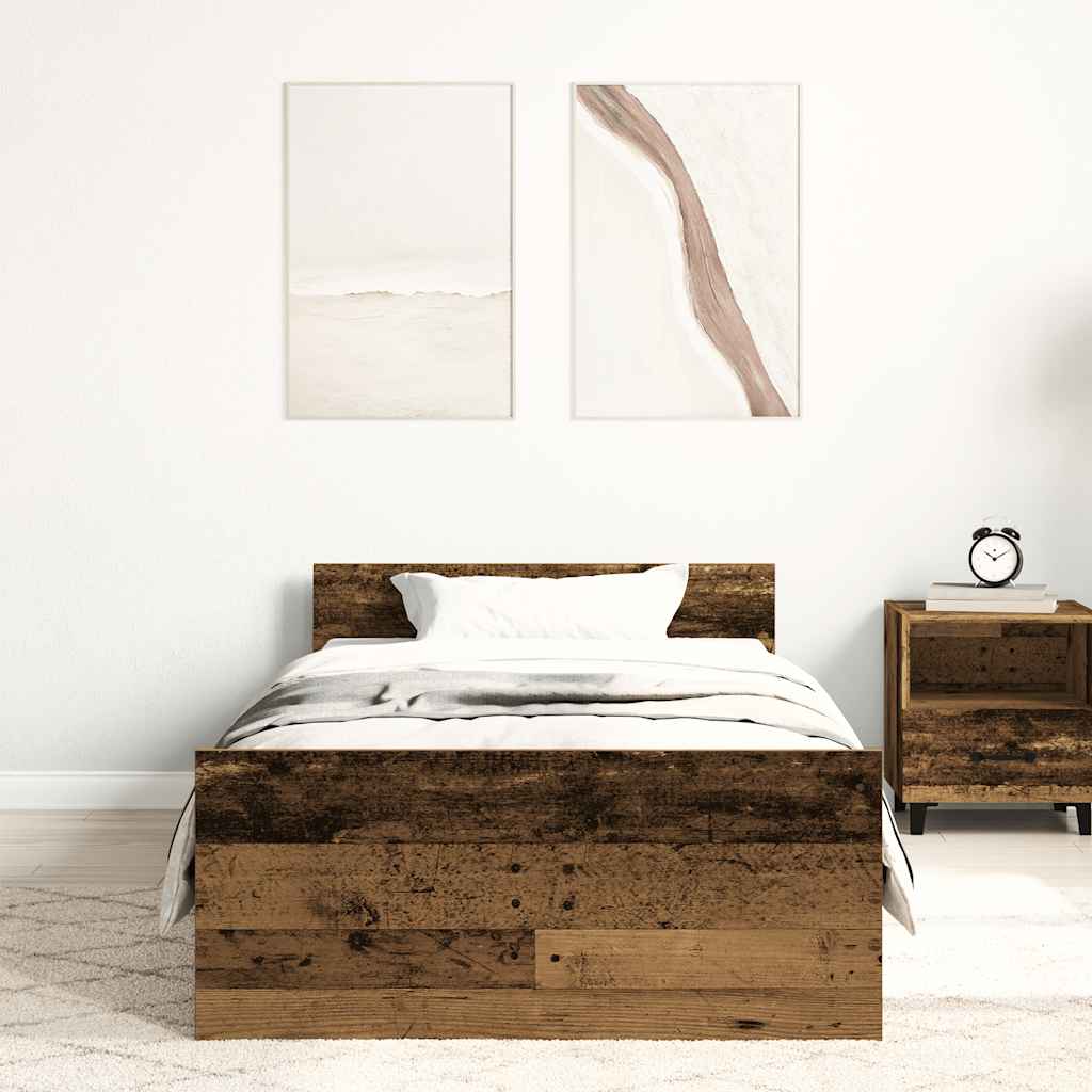 antik fa szerelt fa ágykeret matrac nélkül 90x190 cm