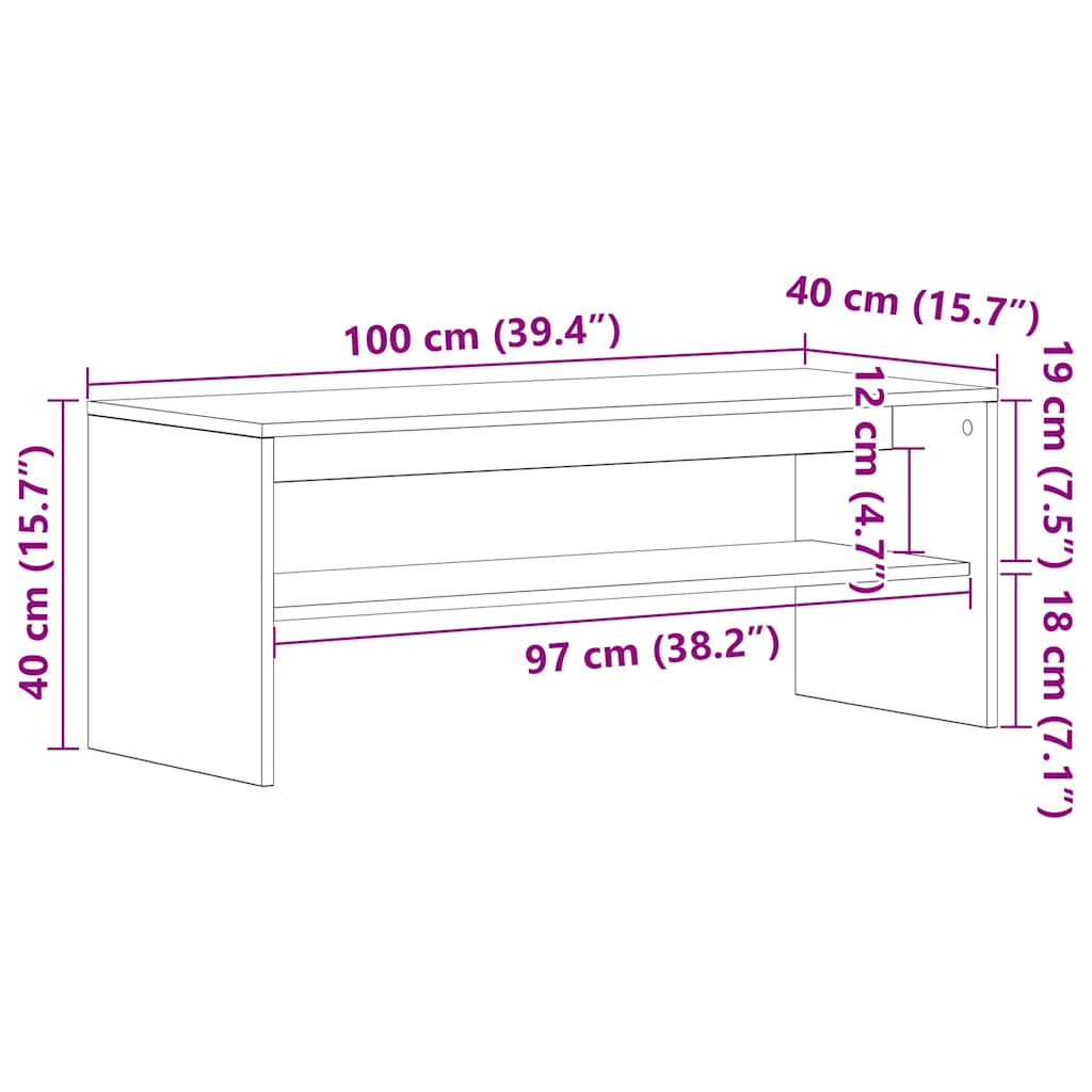 betonszürke forgácslap TV-szekrény 100 x 40 x 40 cm