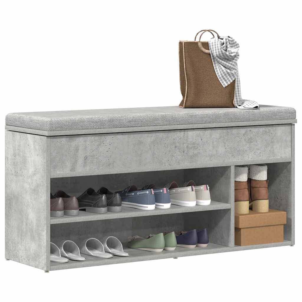 betonszürke szerelt fa cipőpolc 102x30,5x45 cm
