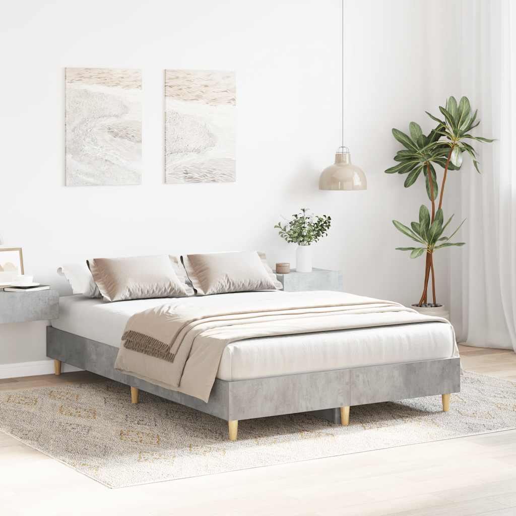 betonszürke szerelt fa ágykeret matrac nélkül 120 x 200 cm