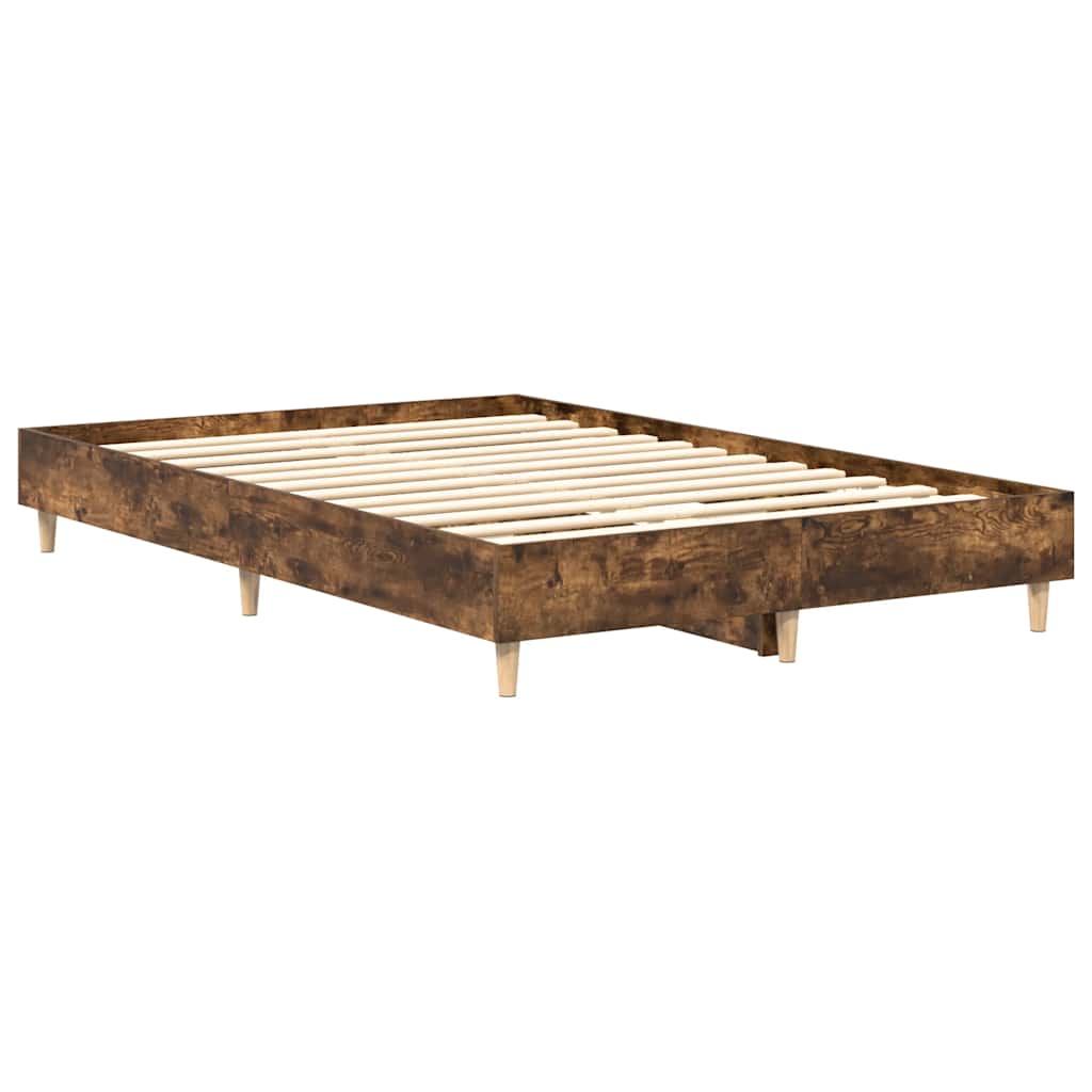 füstös tölgy színű szerelt fa ágykeret matrac nélkül 120x200 cm