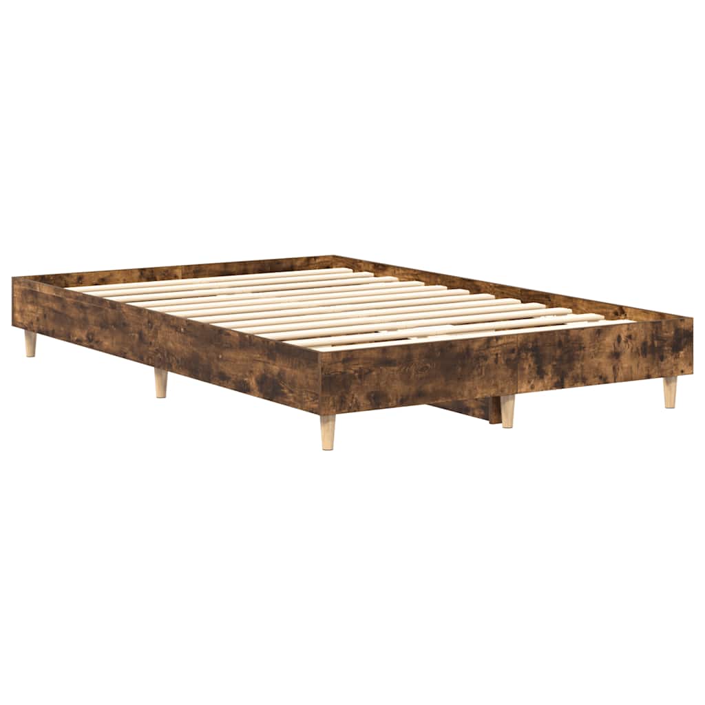 füstös tölgy színű szerelt fa ágykeret matrac nélkül 120x200 cm