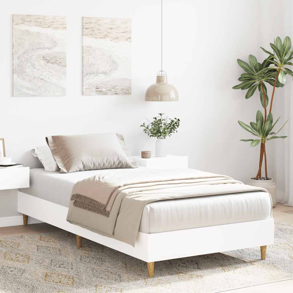 fehér szerelt fa ágykeret matrac nélkül 100 x 200 cm