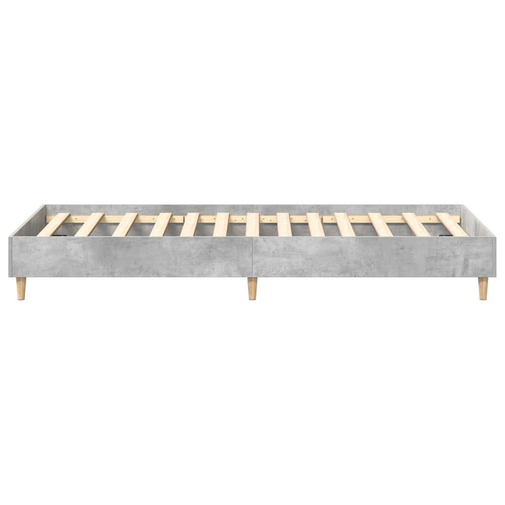 betonszürke szerelt fa ágykeret matrac nélkül 100 x 200 cm