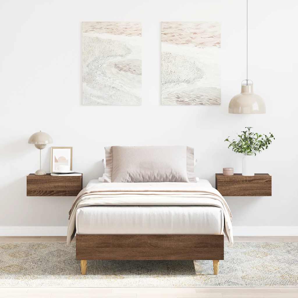 barna tölgy színű szerelt fa ágykeret matrac nélkül 100x200 cm