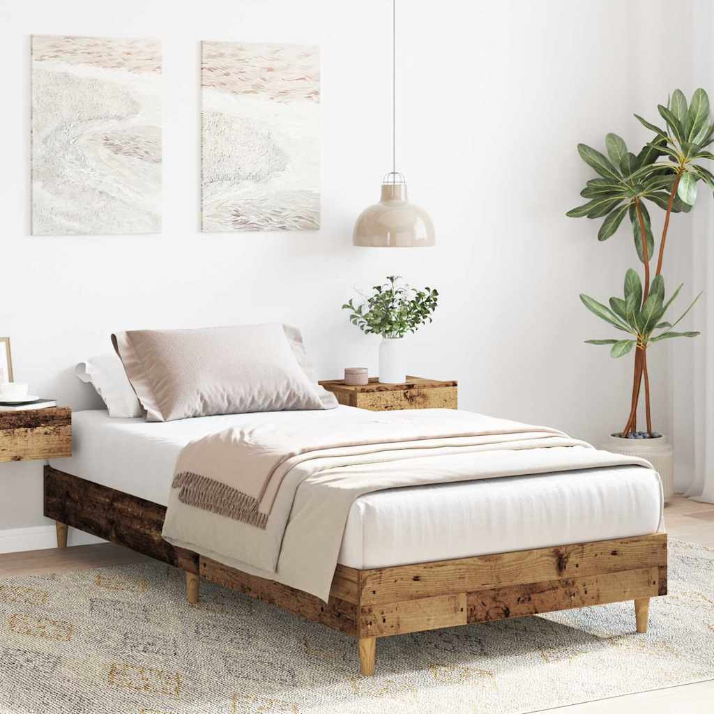 antik fa szerelt fa ágykeret matrac nélkül 100x200 cm