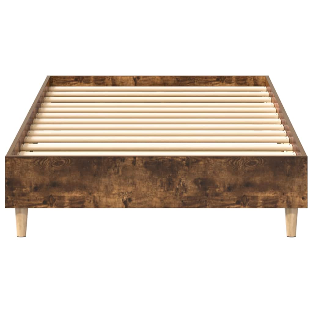 füstös tölgy színű szerelt fa ágykeret matrac nélkül 90x200 cm