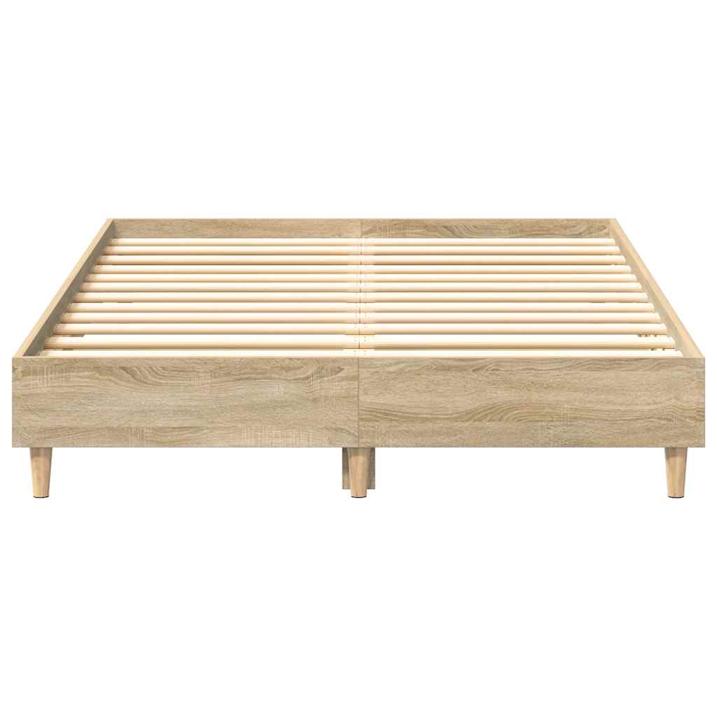 sonoma tölgy színű szerelt fa ágykeret matrac nélkül 140x190 cm