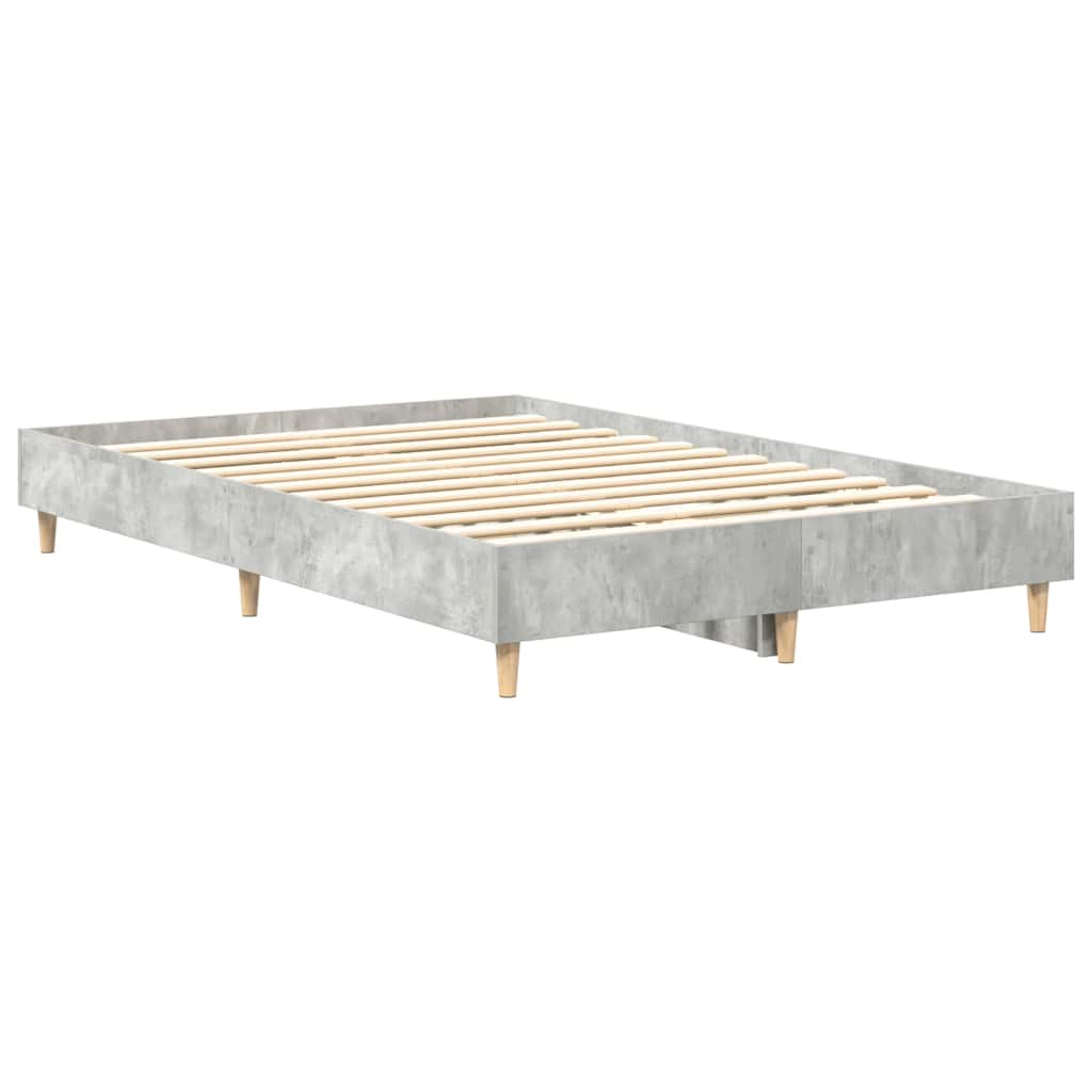 betonszürke szerelt fa ágykeret matrac nélkül 140x190 cm