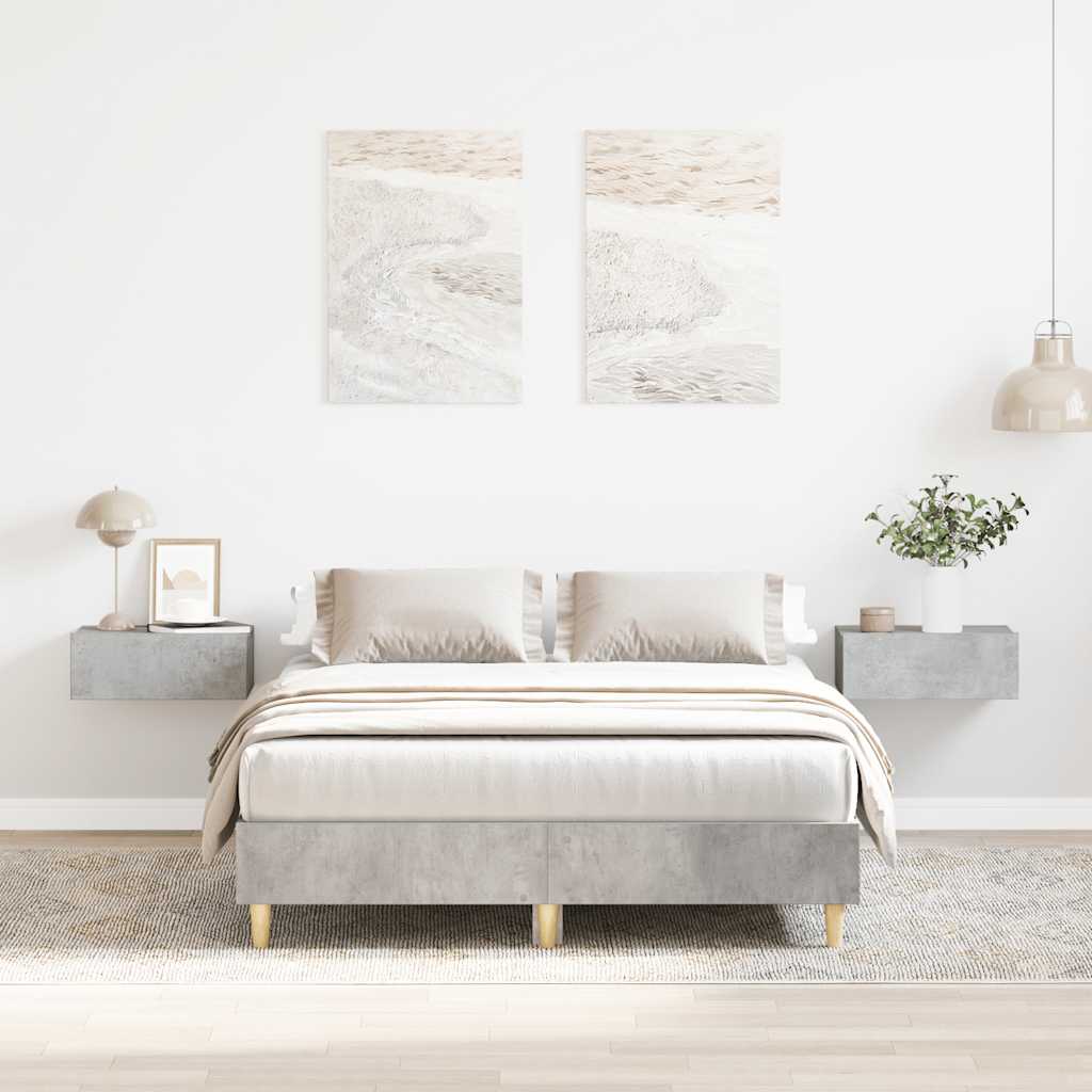 betonszürke szerelt fa ágykeret matrac nélkül 140x190 cm