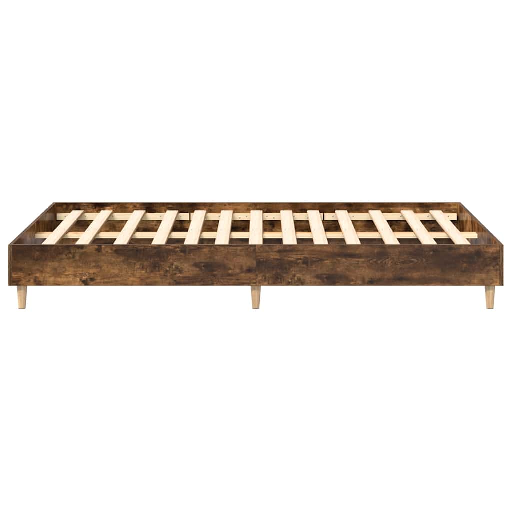 füstös tölgy színű szerelt fa ágykeret matrac nélkül 140x190 cm