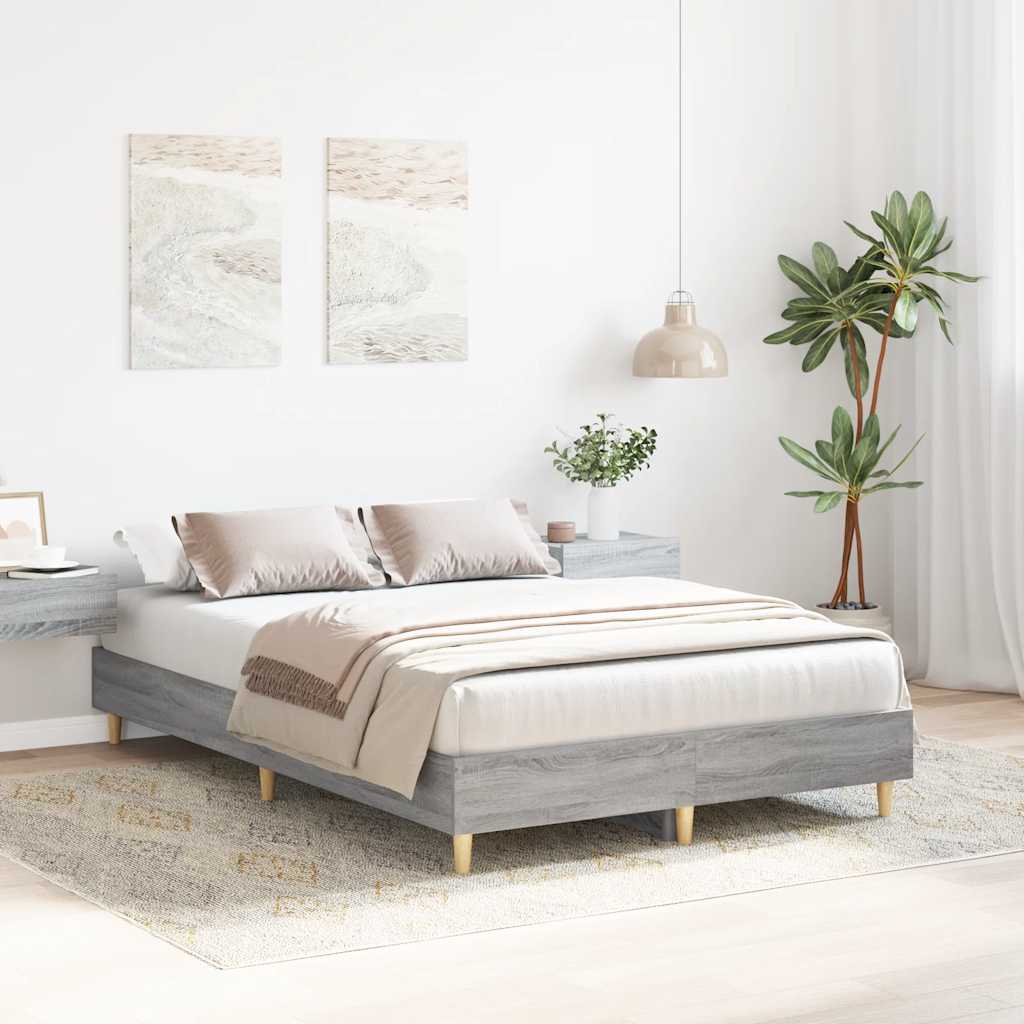 sonoma tölgyszínű szerelt fa ágykeret matrac nélkül 135 x 190cm
