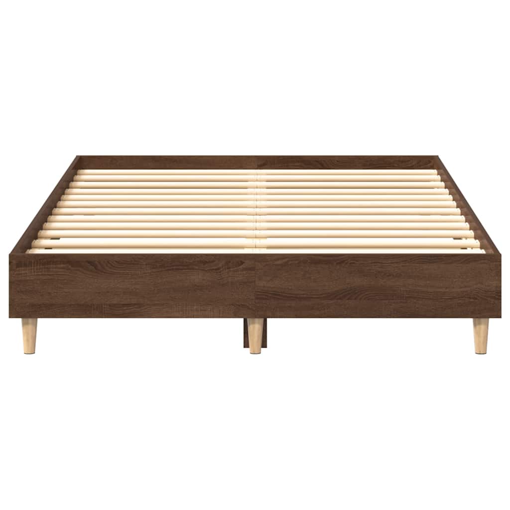 barna tölgyszínű szerelt fa ágykeret matrac nélkül 135 x 190cm