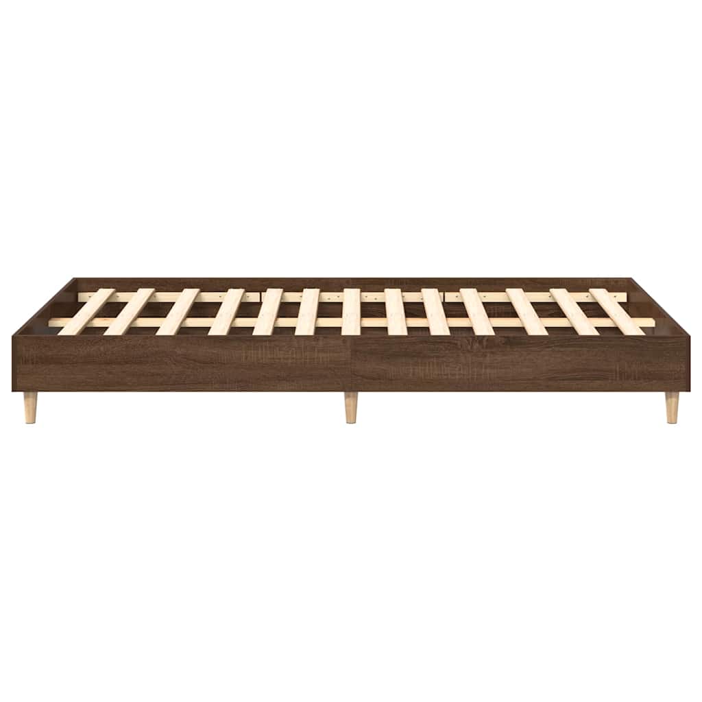 barna tölgyszínű szerelt fa ágykeret matrac nélkül 135 x 190cm
