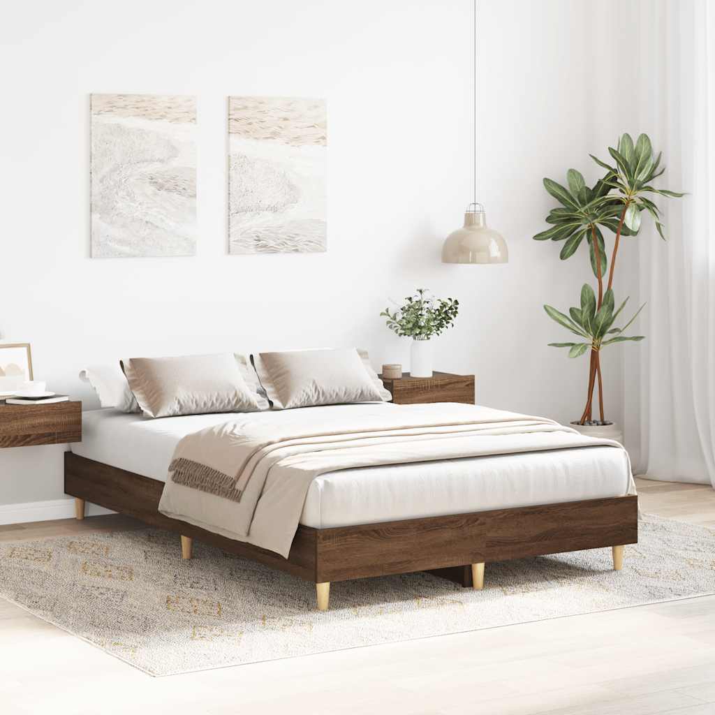 barna tölgy színű szerelt fa ágykeret matrac nélkül 120x190 cm