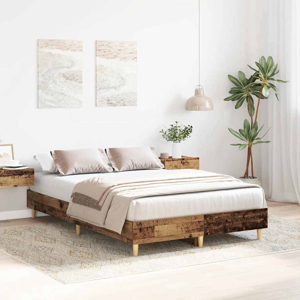 antik fa szerelt fa ágykeret matrac nélkül 120x190 cm