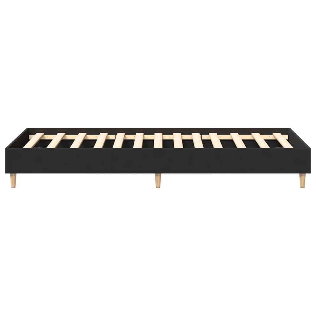fekete szerelt fa ágykeret matrac nélkül 90 x 190 cm