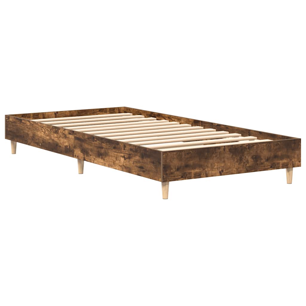füstös tölgy színű szerelt fa ágykeret matrac nélkül 90x190 cm