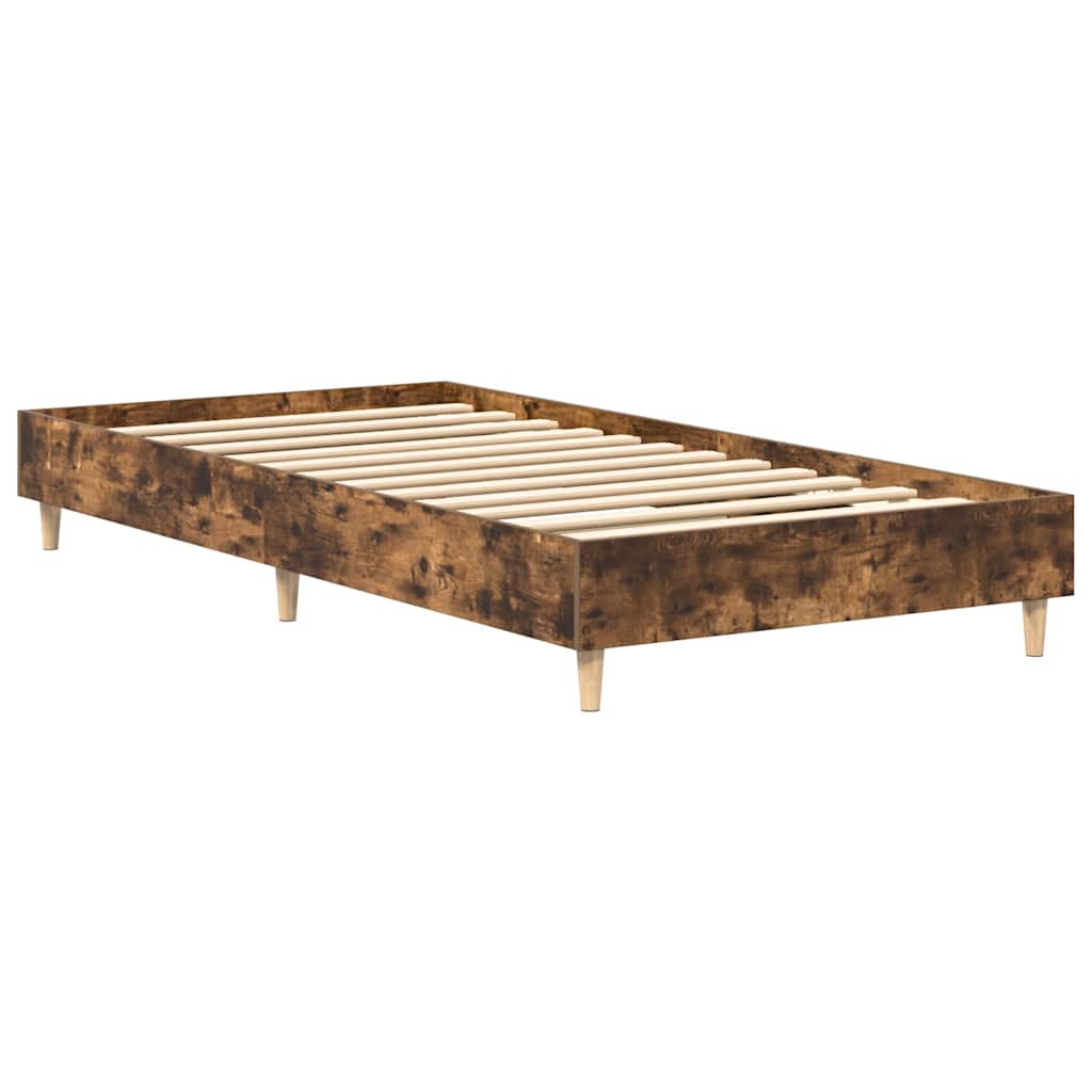 füstös tölgy színű szerelt fa ágykeret matrac nélkül 90x190 cm