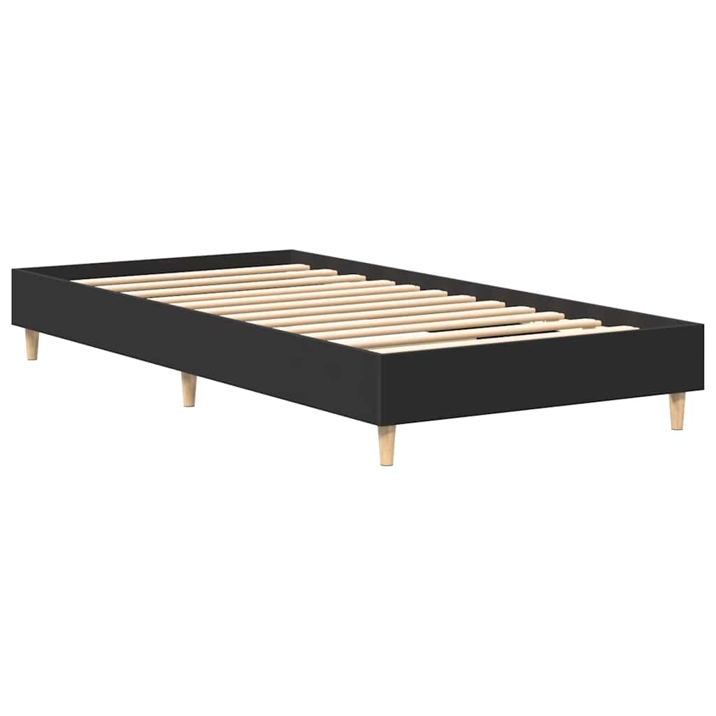 fekete szerelt fa ágykeret matrac nélkül 75 x 190 cm
